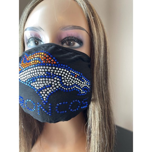 Denver Broncos Bling Rhinestone Face Mask - Picture 5 of 10